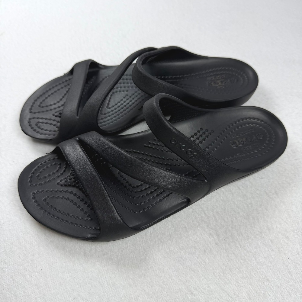 Crocs Swiftwater Sandal Black Strappy Slide Comfort Water Shoes Womens 7